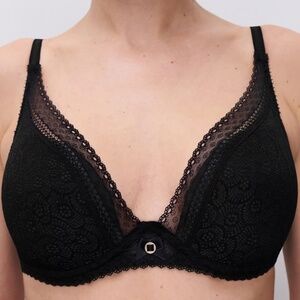 NEW CHANTELLE BLACK FESTIVITE LACE PLUNGE BRA